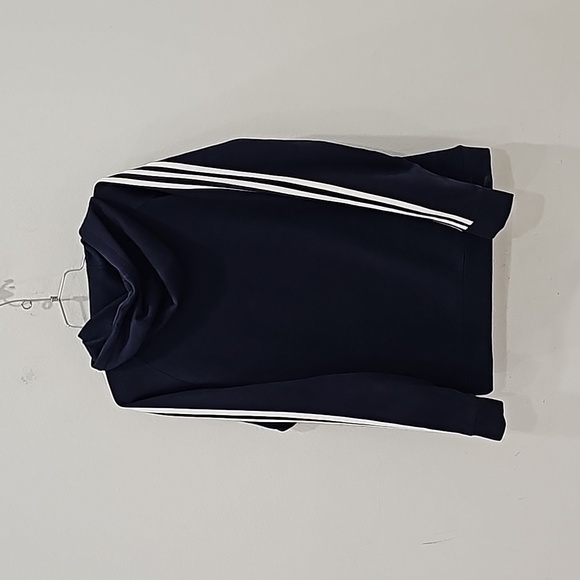 Adidas Pullover Mens Sweater Navy Blue Hoodie Sweatshirt Size L - Picture 5 of 10